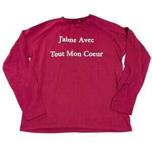 Zara Girls Size 13/14 Maroon Long‎ Sleeve Shirt Causal Crew Neck French Love